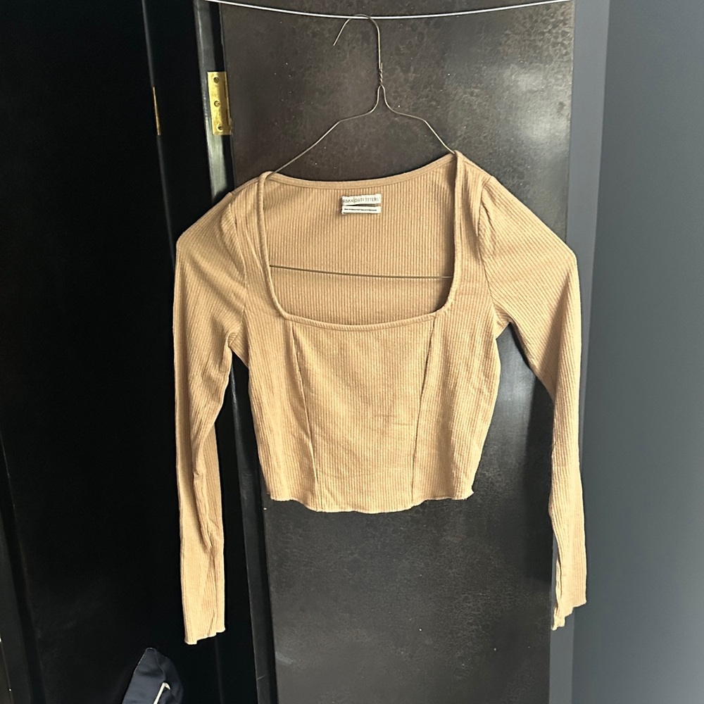 Urban Outfitters Tan Ribbed Crop Top